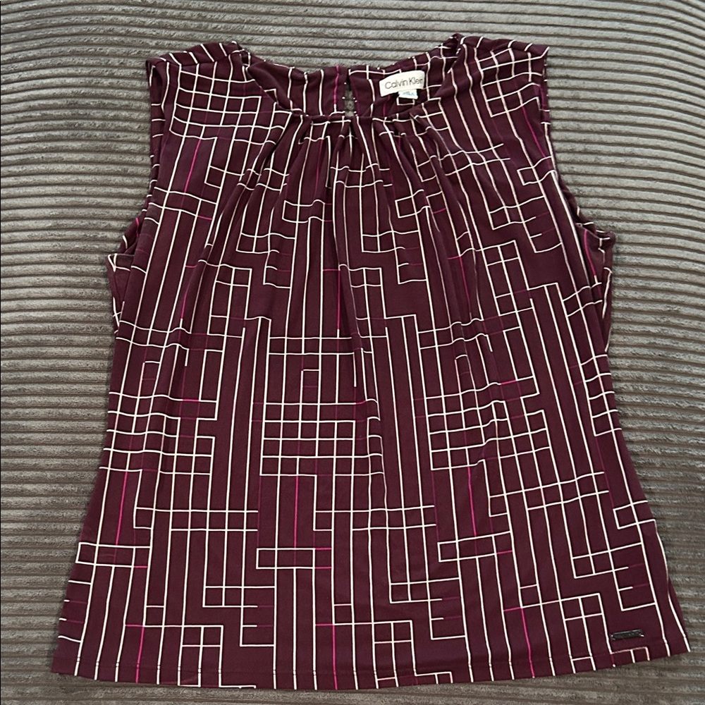 Calvin Klein Women's Top - Purple Geometric Design
